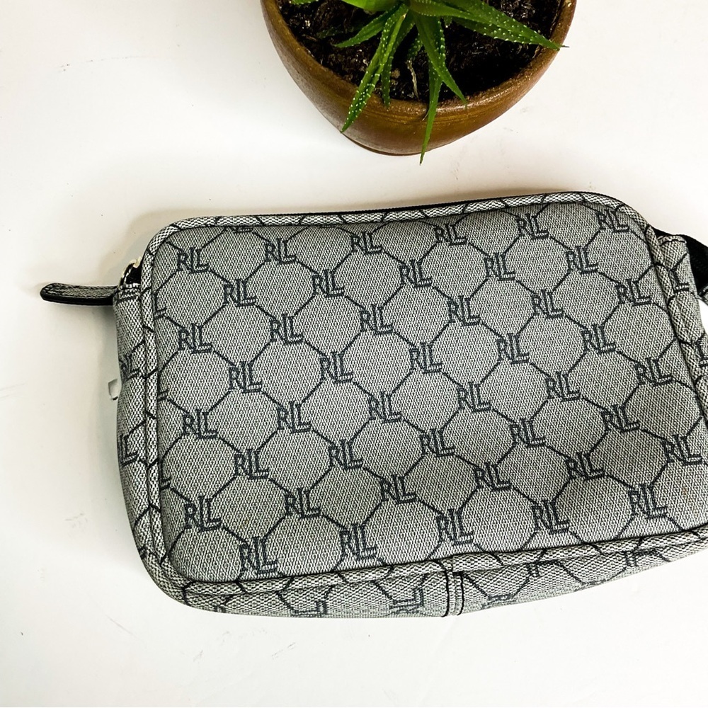 VINTAGE Ralph Lauren Gray Patterned Cosmetic/ Travel Bag